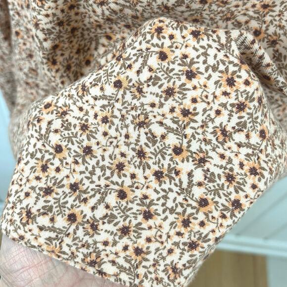 ana Long Sleeve Blouse Top Boho Cottage Western Women Floral Peach Brown Size XL - Picture 3 of 6